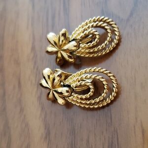 Monet Vintage gold tone clip on earrings